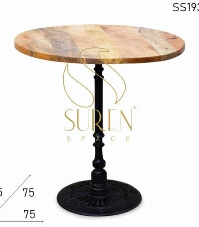 Round Cast Iron Base Solid Wood Bistro Table