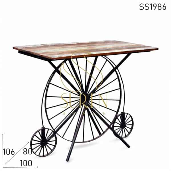 Round Wheel Industrial Reclaimed Retro Style Bar Table