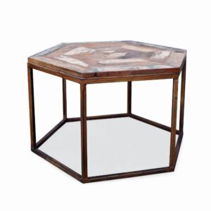 Hospitality Furniture Supplier from Jodhpur India Rustic Metal Finish Reclaimed Wood Center Table
