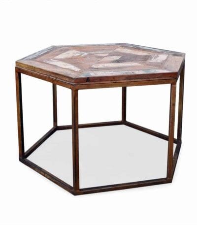 Solid Acacia Wood Metal Legs Center Coffee Table Rustic Metal Finish Reclaimed Wood Center Table