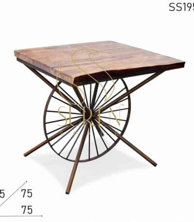 Rustic Round Wheel Live Edge Acacia Wood Bistro Cafe Table