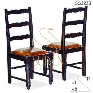 SS2230 Suren Space Solid Wood Carved Pattern Leather Seat Restaurant Chair