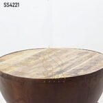 Rustic Mango Ruff Wood Finish Half Round Center Table SS4221