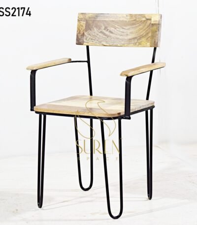 semi outdoor iron wood chair