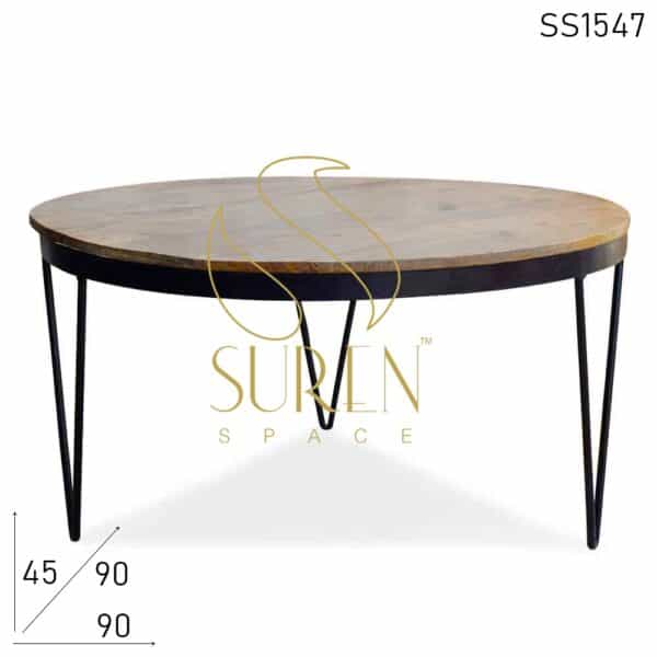 Simple Industrial Design Metal Wood Center Round Table