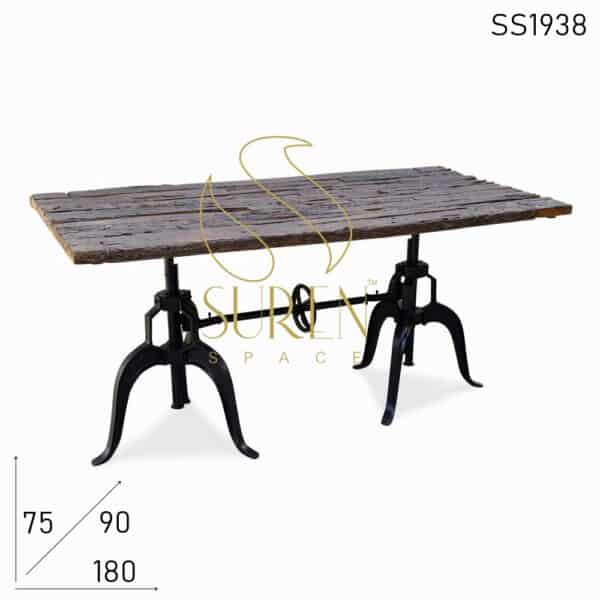 Sleeper Wood Cast Iron Adjusting Bar Cum Regular Table