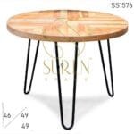 Solid Acacia Wood Hair Pin Design Folding Center Table