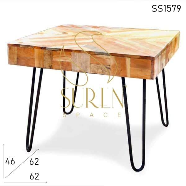 Solid Acacia Wood Metal Legs Center Coffee Table