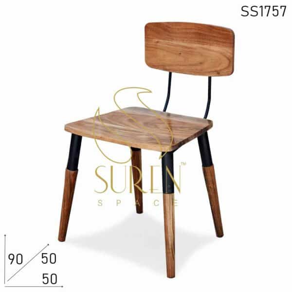 Solid Acacia Wood Metal Restaurant Chair
