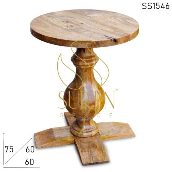 Solid Mango Wood Curved Pedestal Table Design