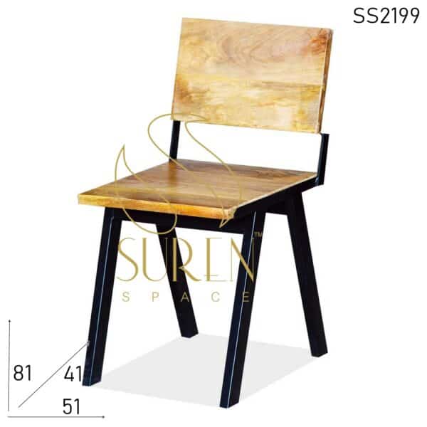 Solid Mango Wood Metal Cafe Bistro Chair