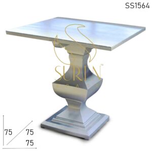 Solid Metal Carved Pedestal Bistro Outdoor Table
