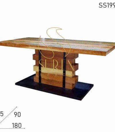 Solid Wood Industrial Heavy Base Restaurant Dining Table