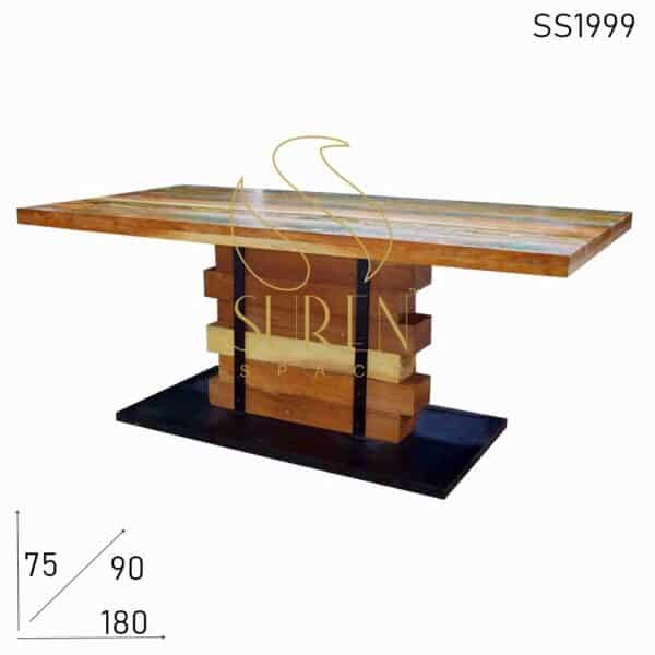 Solid Wood Industrial Heavy Base Restaurant Dining Table