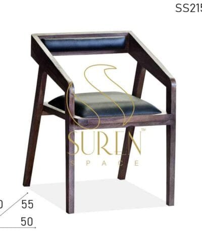 Solid Wood Leather Seating Fine Dine Restaurant Chair