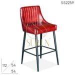 Stitched Leather Metal Frame Upholstered Bar Pub Chair
