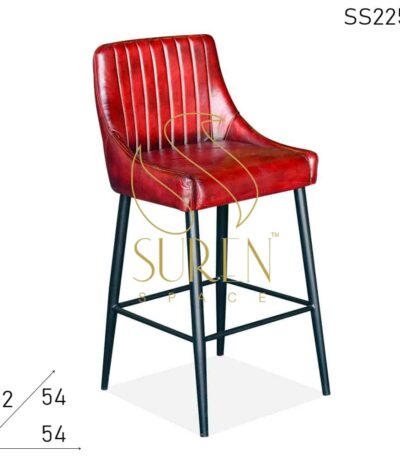 Stitched Leather Metal Frame Upholstered Bar Pub Chair