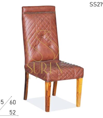 Tufted Back Leatherette Wooden Fine Dine Chair