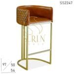 Tufted Leather Back Seat Metal Frame Bar Pub Chair