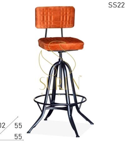 Upholstered Fabric Seat & Back Metal Frame Bar Pub Chair