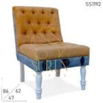 Velvet Jeans Fabric Tufted Restaurant & Room Accent Chair