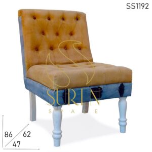 Velvet Jeans Fabric Tufted Restaurant & Room Accent Chair