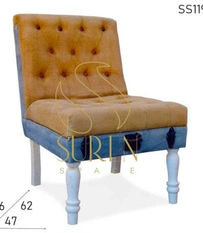 Velvet Jeans Fabric Tufted Restaurant & Room Accent Chair