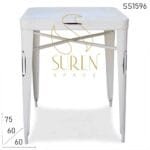 White Distress Metal Indoor Outdoor Regular Table