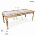 White Distress Natural Wood Beach Resort Dining Table
