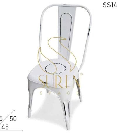 White Distress Stackable Metal Outdoor Chair