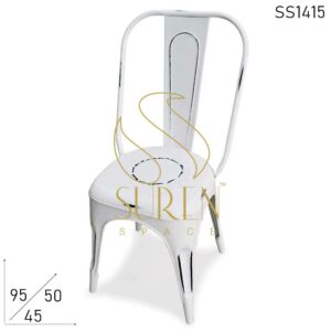 White Distress Stackable Metal Outdoor Chair