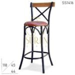 Wooden Back Rest Leather Seat Metal Body Bar Chair