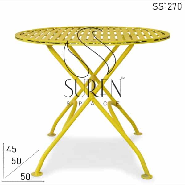 Yellow Metal Outdoor Folding Coffee Center Table