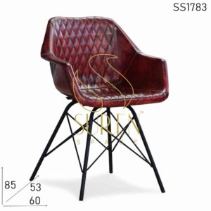 ZigZag Pattern Leather Chair with Iron Structure