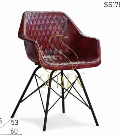 ZigZag Pattern Leather Chair with Iron Structure