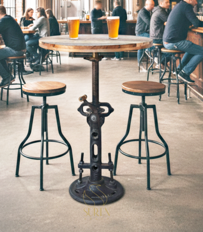 cast iron height adjustable bar table