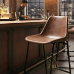 Metal Base Leather Seat Industrial Bar Pub Chair