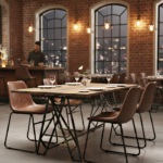 Metal Industrial Mango Wood Dining Restaurant Table