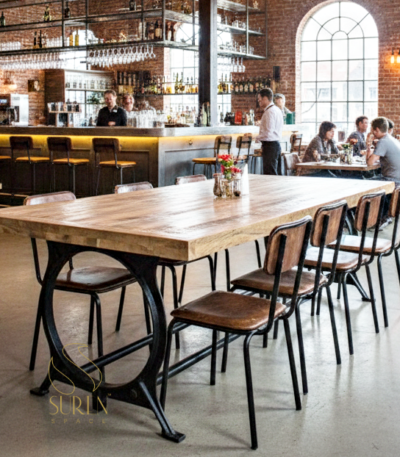 industrial theme restaurant table design