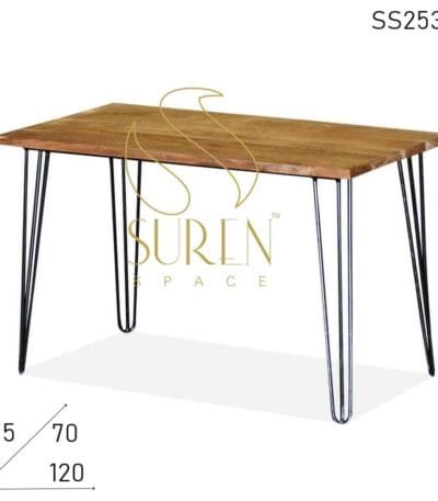 Acacia Solid Wood Metal Base Folding Dining Table