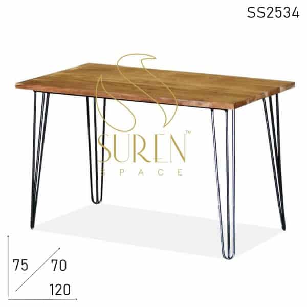 Acacia Solid Wood Metal Base Folding Dining Table