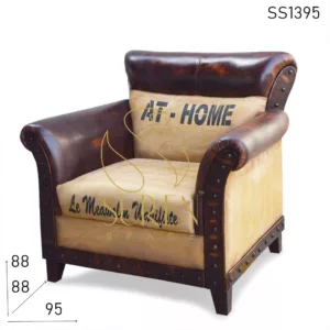 Leather Furniture Manufacturer China Antique Finish Leather Canvas Living Room Sofa