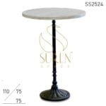 Cast Iron Designer Pattern White Wash Bar Pub Table
