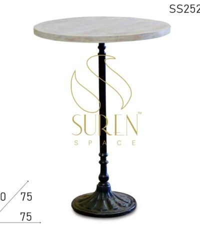 Cast Iron Designer Pattern White Wash Bar Pub Table