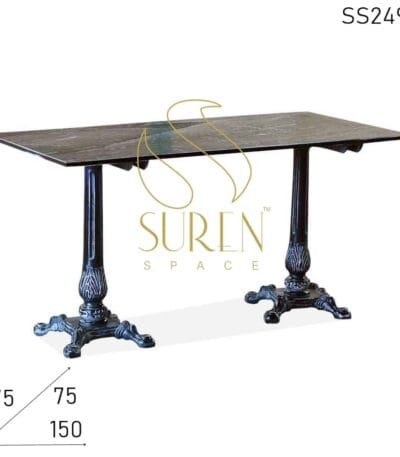 Cast Iron Folding Granite Top Outdoor Fine Dine Table