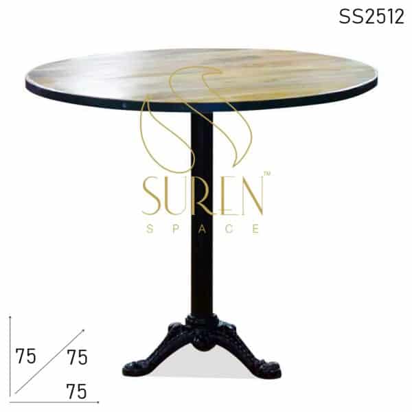 Cast Iron Folding Solid Wood Cafe Bistro Table Design