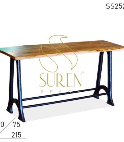 Cast Iron Live Edge Folding Industrial Bar Table