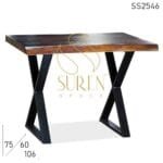 Cross Leg Live Edge Solid Wood Farm House Look Table