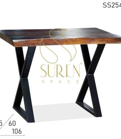 Cross Leg Live Edge Solid Wood Farm House Look Table