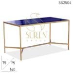 Dark Walnut Metal Frame Fine Dine Restaurant Table